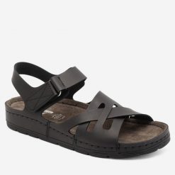 Sandały Go Soft. Czarne sandały GO SOFT, bez wzorów, bez obcasa, na płaskiej podeszwie, bez zapięcia. Za 129.99 zł.