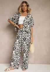 Czarny Wiskozowy Komplet w Ornamentalny Print Koszula i Szerokie Spodnie Sarilsa. Czarne koszule Renee, l, bez wzorów, z materiału, eleganckie, bez kołnierzyka, bez ramiączek. Za 79.99 zł.