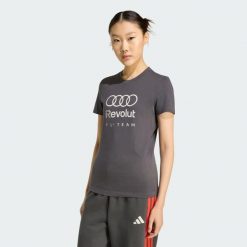 Koszulka Z Grafiką Audi Revolut F1 Team Dna. Czarne bluzki Adidas, bez wzorów, sportowe, bez kołnierzyka, bez ramiączek. Za 179.00 zł.