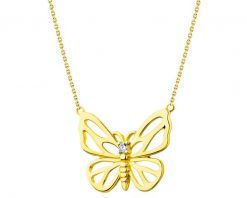 Naszyjnik z żółtego złota z brylantem - motyl - 0,01 ct - próba 585. Żółte naszyjniki Apart, z brylantem, złote. Za 2,190.00 zł.