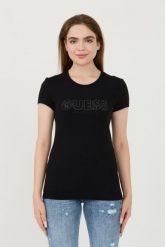 GUESS Czarny damski t-shirt Sangallo Tee, Rozmiar XS. Czarne t-shirty Guess, s, z aplikacjami, bez kołnierzyka, bez ramiączek. W wyprzedaży za 149.99 zł.