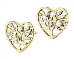 Kolczyki z żółtego złota z diamentami - serca, drzewka - 0,01 ct - próba 585. Żółte kolczyki Apart, z diamentem, złote. Za 1,090.00 zł.