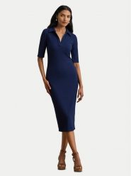 LAUREN RALPH LAUREN Sukienka dzianinowa 200973609002 Granatowy Slim Fit. Niebieskie sukienki Lauren Ralph Lauren, m, bez wzorów, z dzianiny, bez kołnierzyka, bez ramiączek. Za 859.99 zł.