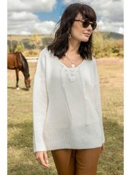Milan Kiss Sweter w kolorze kremowym rozmiar: M. Brązowe swetry Milan Kiss, m, bez wzorów, z wełny, bez ramiączek. Za 125.85 zł.