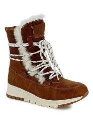 Kimberfeel Kozaki zimowe "Alyssia" w kolorze jasnobrązowym rozmiar: 40. Brązowe kozaki Kimberfeel, na zimę, z materiału, z okrągłym noskiem, bez obcasa, bez zapięcia. Za 314.01 zł.
