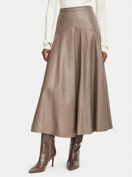 BOSS Spódnica skórzana Sesola 50568642 Brązowy Regular Fit. Brązowe spódnice Boss, bez wzorów, ze skóry. Za 2,544.00 zł.