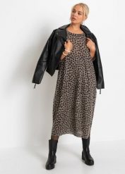 Sukienka bombka. Brązowe sukienki bonprix, bez wzorów, eleganckie, bez kołnierzyka, bez ramiączek, maxi, bombki. Za 144.99 zł.