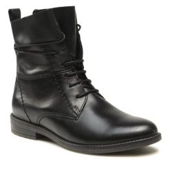 Botki Marco Tozzi. Czarne botki Marco Tozzi, bez wzorów, bez obcasa, na płaskiej podeszwie, bez zapięcia. Za 499.99 zł.