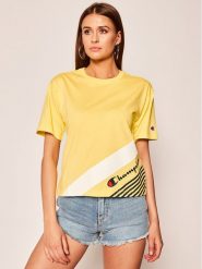 Champion T-Shirt C Logo Ribbed Cuffed 112765 Żółty Regular Fit. Żółte t-shirty Champion, xs, bez wzorów, z bawełny, bez kołnierzyka, bez ramiączek. Za 169.99 zł.