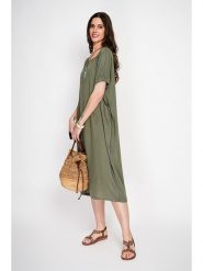 Le Jardin du Lin Sukienka w kolorze khaki rozmiar: 36. Brązowe sukienki Le jardin du lin, na co dzień, bez wzorów, klasyczne, bez kołnierzyka, bez ramiączek, midi, proste. Za 119.95 zł.