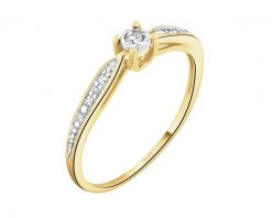 Pierścionek z żółtego i białego złota z brylantami - 0,03 ct - próba 375. Białe pierścionki Apart, z brylantem, złote. Za 799.00 zł.