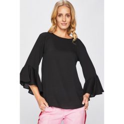 Trussardi Jeans - Bluzka. Czarne bluzki Trussardi Jeans, bez wzorów, z jeansu, bez kołnierzyka, bez ramiączek. W wyprzedaży za 319.90 zł.