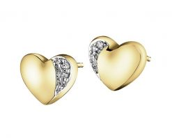 Kolczyki z żółtego złota z diamentami - serca - 0,02 ct - próba 375. Żółte kolczyki Apart, z diamentem, złote. W wyprzedaży za 608.30 zł.