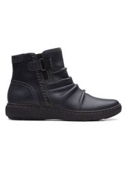 Clarks Skórzane botki "Caroline Orchid" w kolorze czarnym rozmiar: 37,5. Czarne botki Clarks, bez wzorów, bez obcasa, bez zapięcia. Za 189.29 zł.