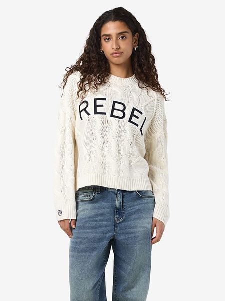 Noisy may Sweter w kolorze białym rozmiar: S. Białe swetry Noisy may, s, bez wzorów, ze splotem, bez ramiączek. Za 109.26 zł.