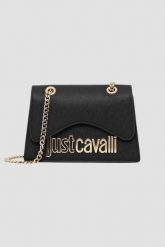 JUST CAVALLI Czarna mini torebka damska Metal Lettering Style 7. Czarne kopertówki Just Cavalli, bez wzorów, ze skóry ekologicznej, bez dodatków. W wyprzedaży za 647.39 zł.