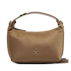 Torebka Tommy Hilfiger. Brązowe torebki klasyczne TOMMY HILFIGER, bez wzorów, z nylonu, bez dodatków. Za 529.99 zł.