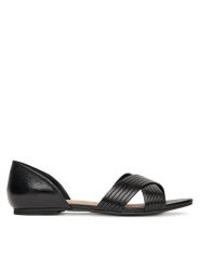 Clara Barson Sandały WS24038-03 Czarny. Czarne sandały Clara Barson, bez wzorów, ze skóry, bez obcasa, na płaskiej podeszwie, bez zapięcia. Za 99.99 zł.