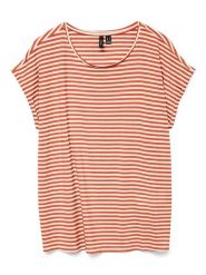 Vero Moda Koszulka w kolorze pomarańczowo-białym rozmiar: XL. Pomarańczowe bluzki Vero Moda, xl, bez wzorów, bez kołnierzyka, bez ramiączek. Za 56.93 zł.