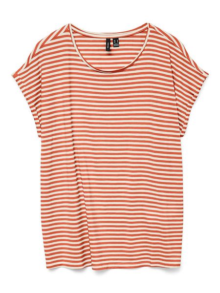Vero Moda Koszulka w kolorze pomarańczowo-białym rozmiar: XL. Pomarańczowe bluzki Vero Moda, xl, bez wzorów, bez kołnierzyka, bez ramiączek. Za 72.95 zł.
