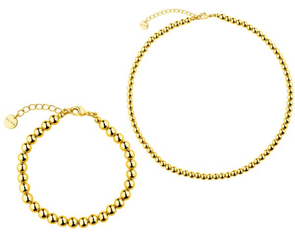 Naszyjnik i bransoletka z mosiądzu pozłacane - komplet. Naszyjniki Elixa, pozłacane. Za 379.00 zł.