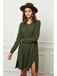 Joséfine Sukienka dzianinowa "Farel" w kolorze ciemnozielonym rozmiar: M. Zielone sukienki Joséfine, m, bez wzorów, z dzianiny, bez kołnierzyka, bez ramiączek, midi. Za 232.95 zł.