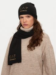EA7 Emporio Armani Zestaw Szalik i Czapka 282000 4F200 00020 Czarny. Czarne czapki EA7 Emporio Armani, bez wzorów, z materiału. Za 519.99 zł.