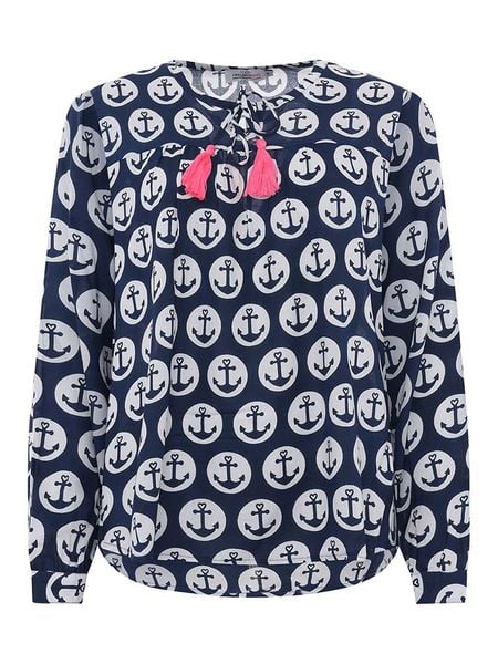 Zwillingsherz Bluzka w kolorze granatowym rozmiar: S/M. Niebieskie bluzki Zwillingsherz, m, bez wzorów, z wiskozy, bez kołnierzyka, bez ramiączek. Za 100.75 zł.