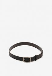 Czarny Klasyczny Pasek z Klamrą o Geometrycznym Kształcie Revadelle. Czarne paski Renee, bez wzorów, eleganckie. Za 24.99 zł.