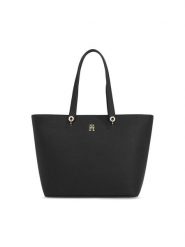 Tommy Hilfiger Torebka Th Emblem Tote AW0AW15178 Czarny. Czarne shopper TOMMY HILFIGER, bez wzorów, ze skóry, bez dodatków. Za 749.99 zł.