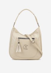 Beżowa Torebka Typu Shopper Ozdobiona Frędzlami Felluria. Brązowe shopper Born2be, bez wzorów, z jeansu, bez dodatków. Za 84.99 zł.