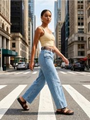 Jeansy wide leg z paskiem - niebieski. Niebieskie jeansy Sinsay, l, bez wzorów. Za 79.99 zł.
