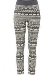 Legginsy ocieplane z poliestru z recyklingu. Szare legginsy bonprix, bez wzorów. Za 69.99 zł.