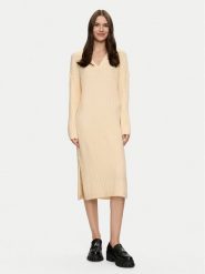 Brave Soul Sukienka dzianinowa LKD-248ZULLATTA Écru Oversize. Brązowe sukienki Brave Soul, l, bez wzorów, z dzianiny, bez kołnierzyka, bez ramiączek, oversize. Za 89.99 zł.