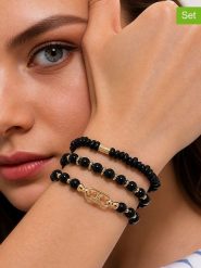 L'Atelier de Gaia Bransoletki (3 szt.) rozmiar: onesize. Czarne bransoletki L'Atelier de Gaia, z onyksem, z mosiądzu. Za 42.95 zł.