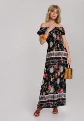 Czarno-Różowa Sukienka Ananeh. Czarne sukienki Renee, m, bez wzorów, bez kołnierzyka, bez ramiączek, maxi, rozkloszowane. Za 39.99 zł.