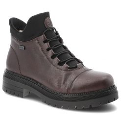 Bordowe Botki Rieker Ocieplane Buty Damskie. Czerwone botki Rieker, bez wzorów, ze skóry ekologicznej, bez obcasa, bez zapięcia. Za 331.99 zł.