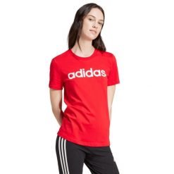 Koszulka damska adidas Loungewear Essentials Slim Logo Tee. Białe bluzki Adidas, xs, bez wzorów, sportowe, bez kołnierzyka, bez ramiączek. Za 84.00 zł.