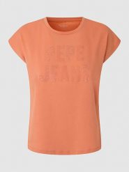 Pepe Jeans Koszulka w kolorze pomarańczowym rozmiar: S. Pomarańczowe bluzki Pepe Jeans, s, bez wzorów, z bawełny, bez kołnierzyka, bez ramiączek. Za 88.02 zł.