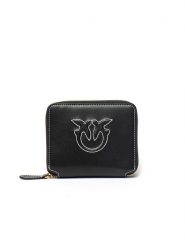 Pinko Skórzany portfel w kolorze czarnym - 12 x 10 x 3 cm rozmiar: onesize. Czarne portfele Pinko, bez wzorów, z materiału. Za 501.57 zł.
