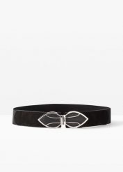 Pasek ze stretchem. Czarne paski bonprix, bez wzorów, ze skóry, eleganckie. Za 67.99 zł.