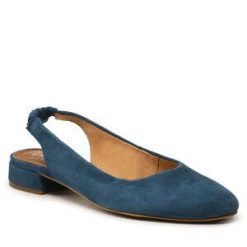 Sandały Maciejka. Niebieskie baleriny Maciejka, bez wzorów, bez obcasa, na płaskiej podeszwie, bez zapięcia. Za 249.99 zł.