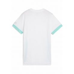Damska koszulka do padla INDIVIDUAL PUMA White Purple Glimmer Aquatic Green. Białe bluzki Puma, l, bez wzorów, klasyczne, bez kołnierzyka, bez ramiączek. Za 159.00 zł.