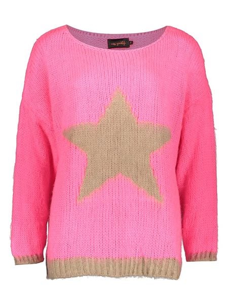 Miss goodlife Sweter "Star" w kolorze beżowo-różowym rozmiar: M. Brązowe swetry miss goodlife, m, bez wzorów, z wełny, bez ramiączek. Za 118.01 zł.