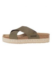 BACKSUN Klapki "Milano" w kolorze khaki rozmiar: 37. Brązowe klapki Backsun, bez wzorów, z otwartym noskiem, bez obcasa. Za 198.10 zł.