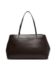 Calvin Klein Torebka Ck Croc Snap Large Tote LV04F3904G Brązowy ciemny. Brązowe shopper Calvin Klein, bez wzorów, ze skóry, bez dodatków. Za 749.99 zł.