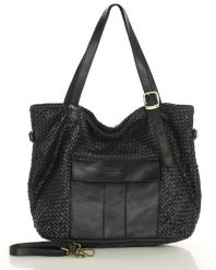 Shopperka skórzana MARCO MAZZINI czarna v250a. Czarne shopper bez wzorów, ze skóry, duże, bez dodatków. Za 626.05 zł.