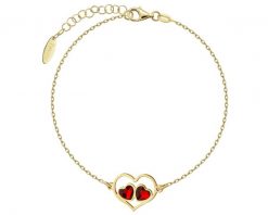 Bransoletka srebrna ze szlifowanym szkłem - serca. Szare bransoletki Apart, pozłacane. Za 199.00 zł.