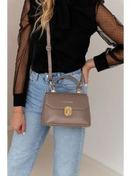 Lia Biassoni Skórzana torebka w kolorze szarobrązowym - 23 x 16 x 12 cm rozmiar: onesize. Brązowe torby na ramię Lia Biassoni, bez wzorów, z materiału, przez ramię, bez dodatków. Za 260.99 zł.