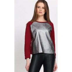 Bordowo-Srebrna Bluza Double Clutch. Czerwone bluzy Born2be, na jesień, uniwersalny, bez wzorów, z dzianiny, bez kaptura. Za 29.99 zł.